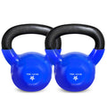 Yes4All 15 lb - Pair Kettlebell Vinyl Coated Cast Iron – Great for Dumbbell Weights Exercises Hand and Heavy Weights for Full Body Workout Equipment Push up Grip Strength Training Blue